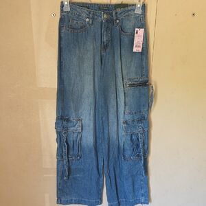 Wild Fable Blue Denim Midrise Cargo Pants